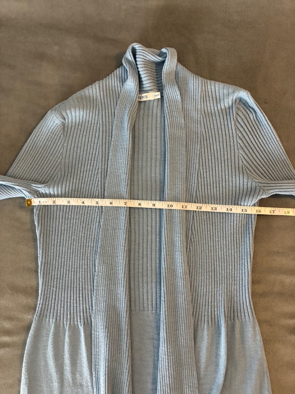 Baby Blue Open Front Knit Lightweight Cardigan - Picture 9 of 9